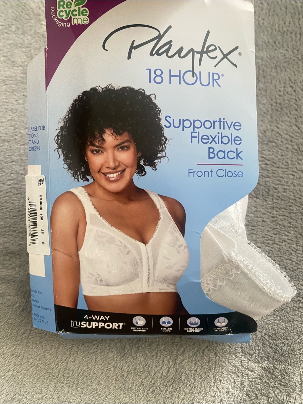 Playtex 18 Hour 4695 Wirefree Front Close Bra White Size 38B New